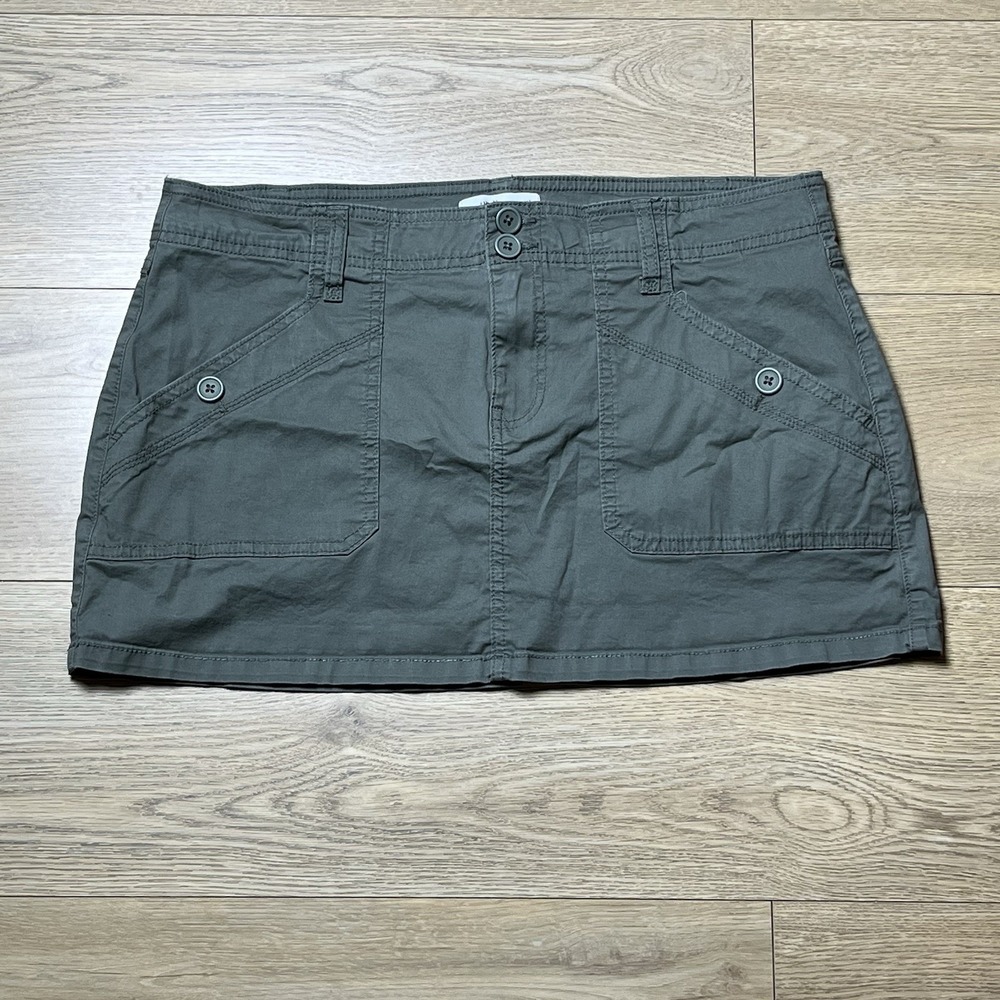 Vanilla Star Skirt Large Mini Short Army Green Low Waist Casual Y2K